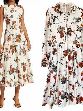 Brock Collection Floral Print Long Sleeve Button Down Shirt Dress Size 10